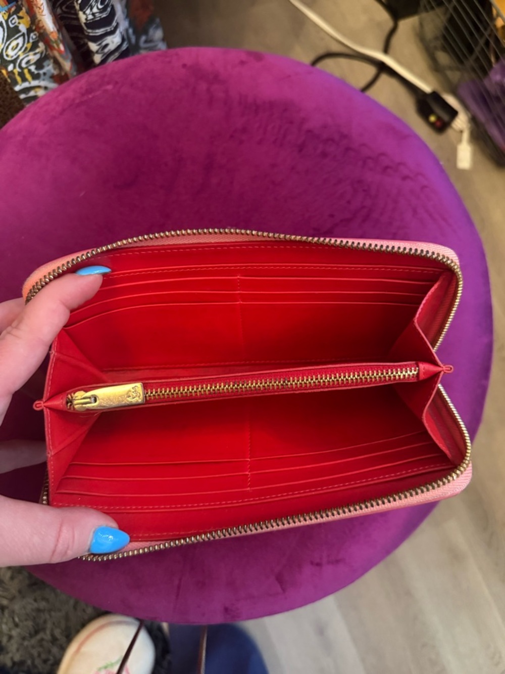 Christian Louboutin Pink Studded Zip Wallet - Picture 5 of 7